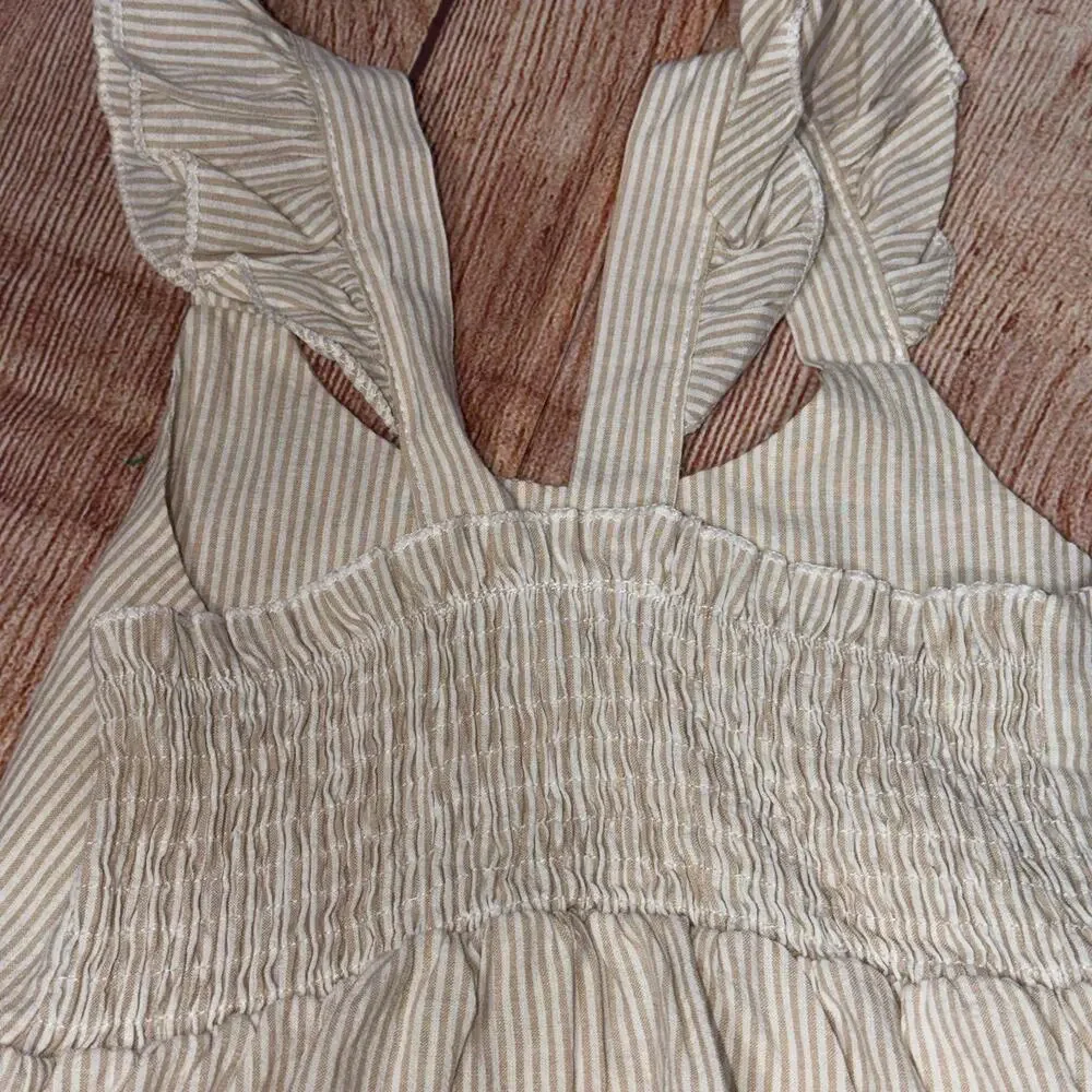 Striped Ruffle Sleeve Girls 5/6 Dress - Picture 4 of 5